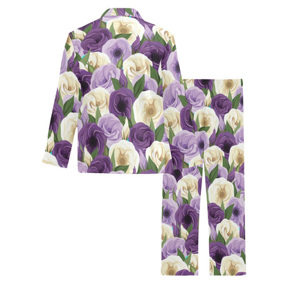Lisianthus Pattern Print Design LT01 Men's Long Sleeve Pajama Set