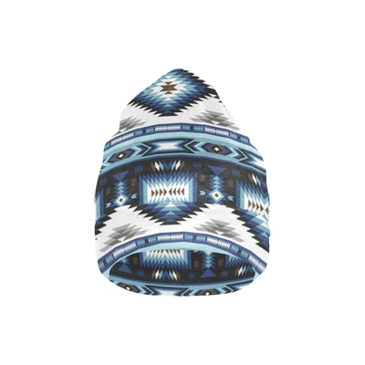 Navajo Dark Blue Print Pattern Unisex Beanie