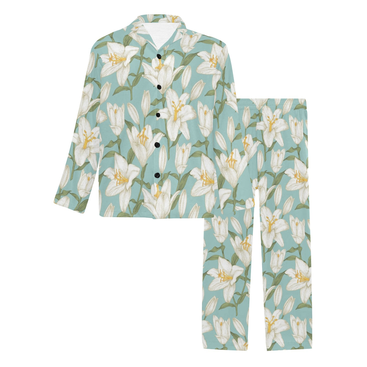 Lily Pattern Print Design LY09 Men's Long Sleeve Pajama Set