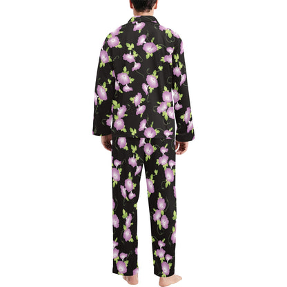 Morning Glory Pattern Print Design MG02 Men's Long Sleeve Pajama Set