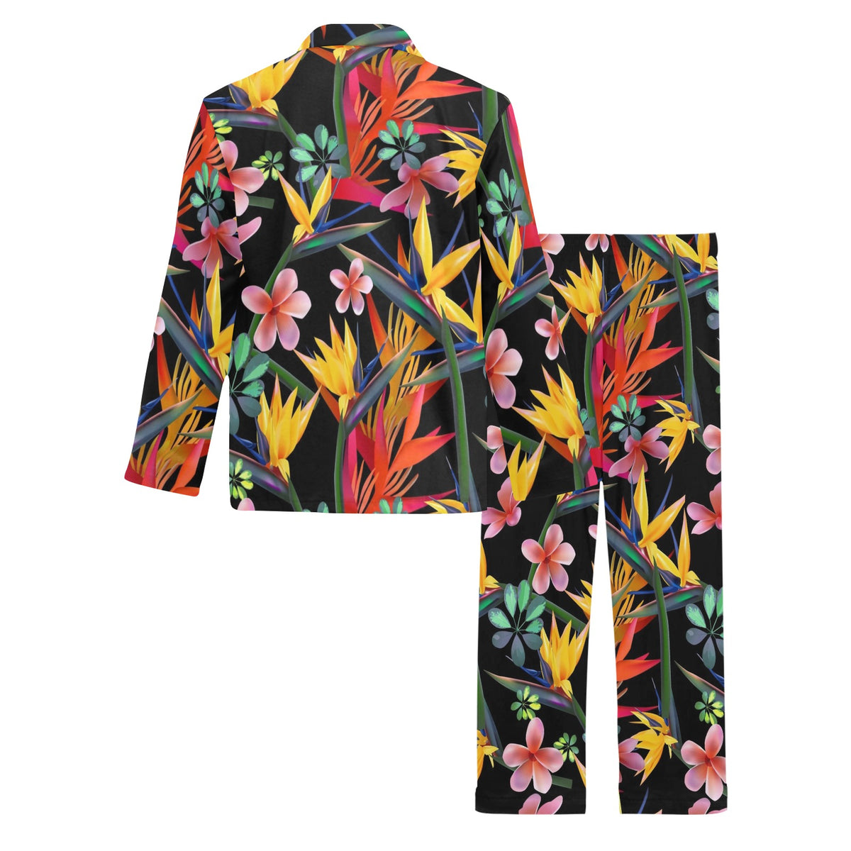Tropical Flower Pattern Print Design TF015 Men's Long Sleeve Pajama Set