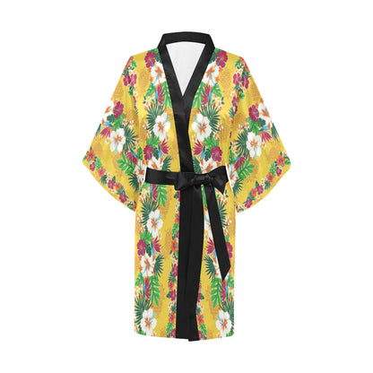 Hawaiian Themed Pattern Print Design H09 Women's Short Kimono