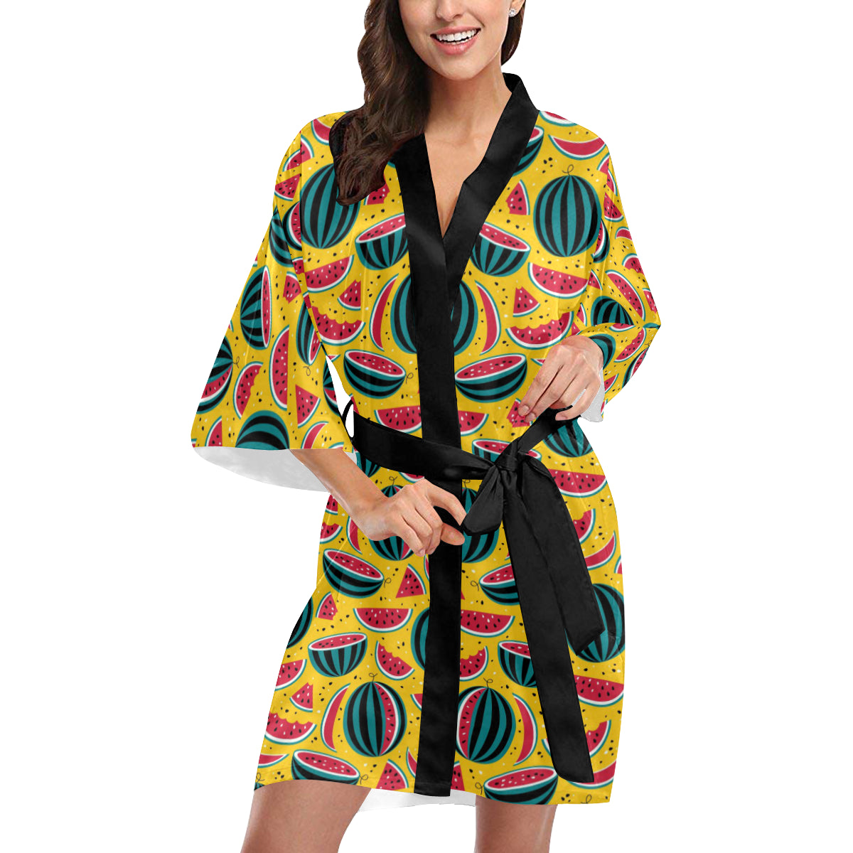 Watermelon Pattern Print Design WM02 Women's Short Kimono