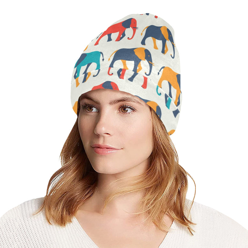 Elephant Colorful Print Pattern Unisex Beanie