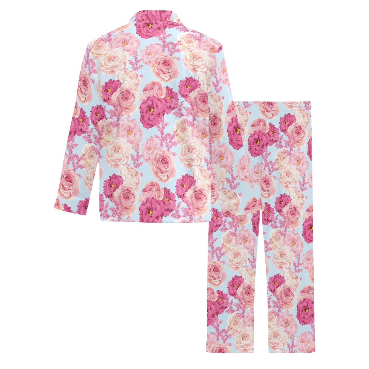 Lisianthus Pattern Print Design LT05 Men's Long Sleeve Pajama Set