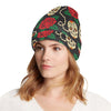 Sugar Skull Red Rose Print Design LKS301 Unisex Beanie