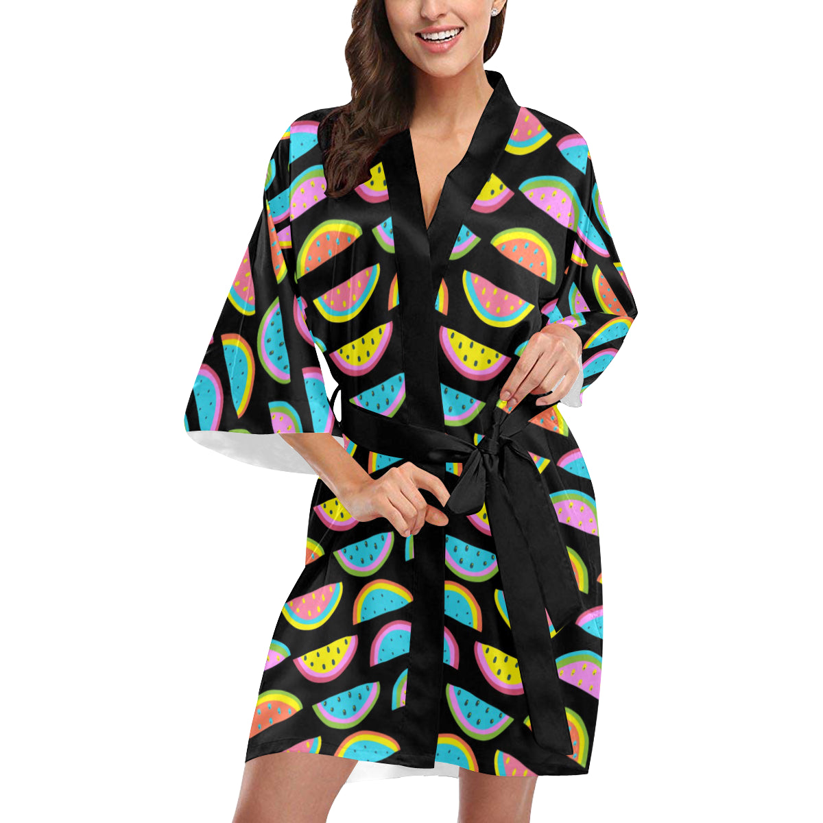 Watermelon Pattern Print Design WM08 Women's Short Kimono