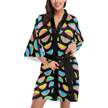 Watermelon Pattern Print Design WM08 Women's Short Kimono
