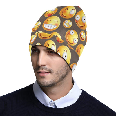 Smiley Face Emoji Print Design LKS303 Unisex Beanie