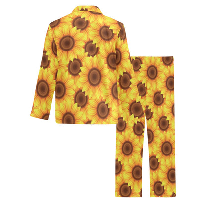 Sunflower Pattern Print Design SF07 Men's Long Sleeve Pajama Set