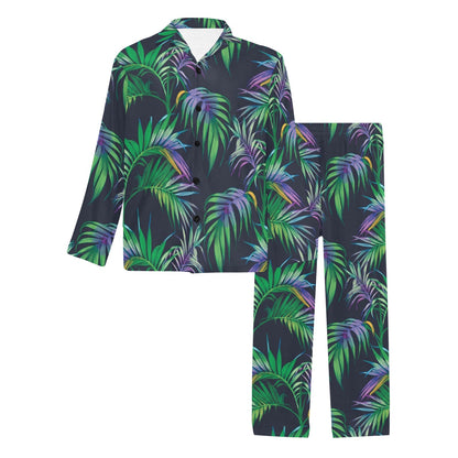 Palm Leaves Pattern Print Design PL04 Men's Long Sleeve Pajama Set