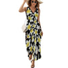 Yellow Plumeria Hawaiian Flowers Sleeveless Long Dress