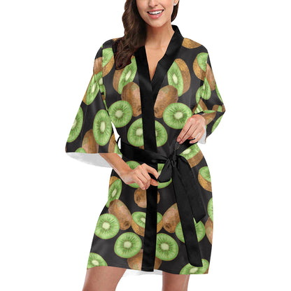 Kiwi Pattern Print Design KW03 Women's Short Kimono
