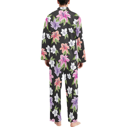Lily Pattern Print Design LY02 Men's Long Sleeve Pajama Set