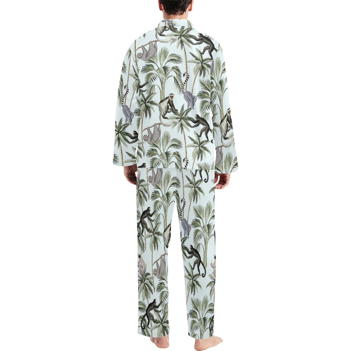 Rainforest Pattern Print Design RF04 Men's Long Sleeve Pajama Set