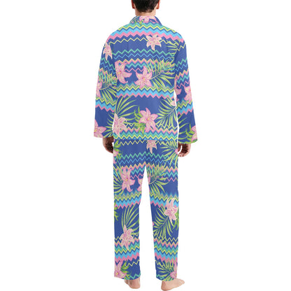 Lily Pattern Print Design LY015 Men's Long Sleeve Pajama Set
