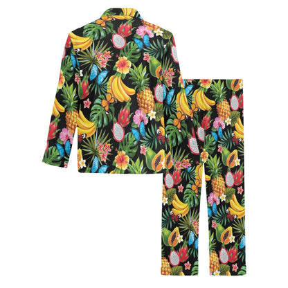 Tropical Fruits Pattern Print Design TF04 Men's Long Sleeve Pajama Set