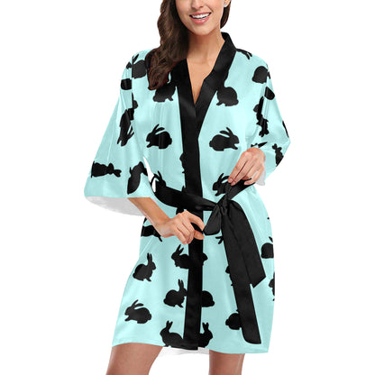 Rabbit Pattern Print Design RB010 Women's Short Kimono