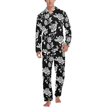 Rose Pattern Print Design RO013 Men's Long Sleeve Pajama Set