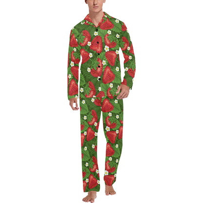 Strawberry Pattern Print Design SB05 Men's Long Sleeve Pajama Set