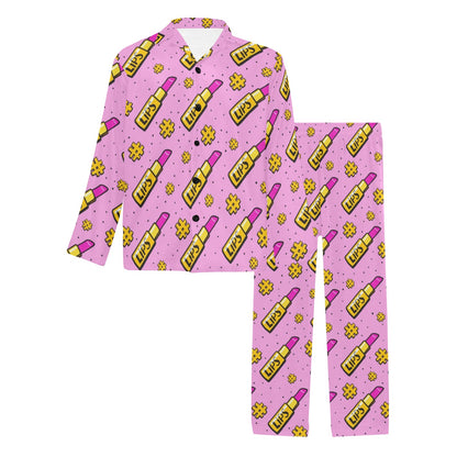 Lipstick Pattern Print Design LT03 Men's Long Sleeve Pajama Set