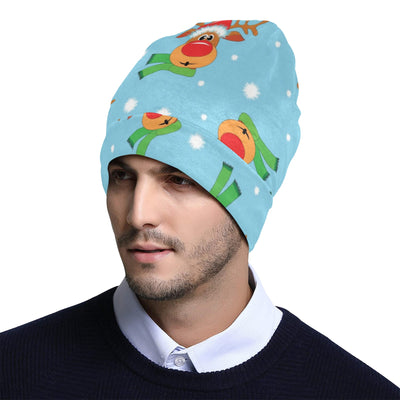 Reindeer cute Pattern Print Design 02 Unisex Beanie