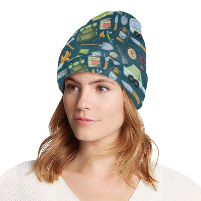 Camping Pattern Print Design 02 Unisex Beanie