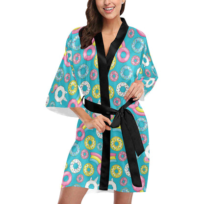 Donut Pattern Print Design DN013 Women's Short Kimono
