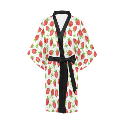 Strawberry Pattern Print Design SB07 Women's Short Kimono