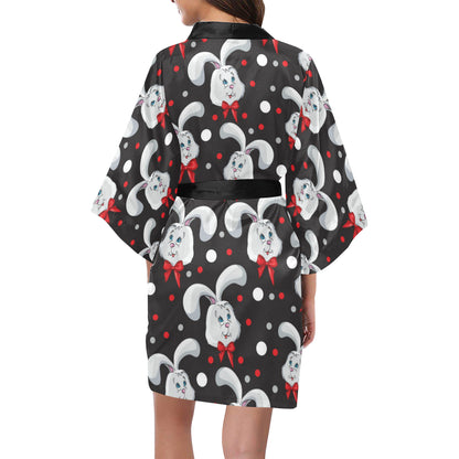 Rabbit Pattern Print Design RB012 Women's Short Kimono