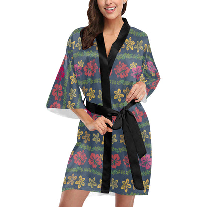 Hawaiian Themed Pattern Print Design H018 Women's Short Kimono