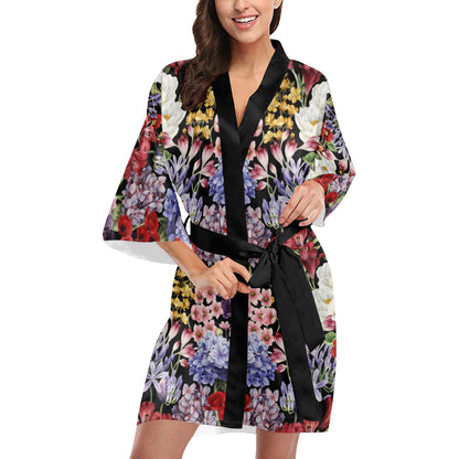 Summer Floral Pattern Print Design SF04 Women's Short Kimono
