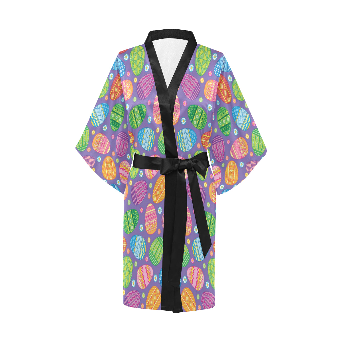 Easter Eggs Pattern Print Design RB010 Women's Short Kimono