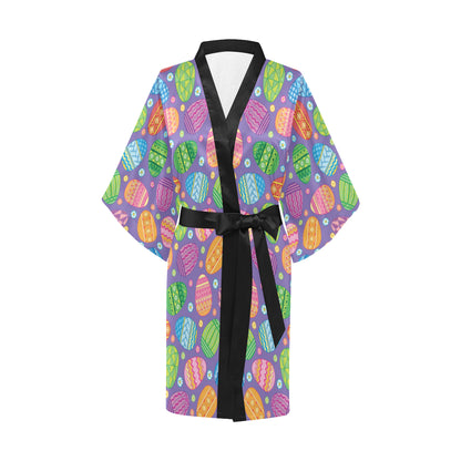Easter Eggs Pattern Print Design RB010 Women's Short Kimono