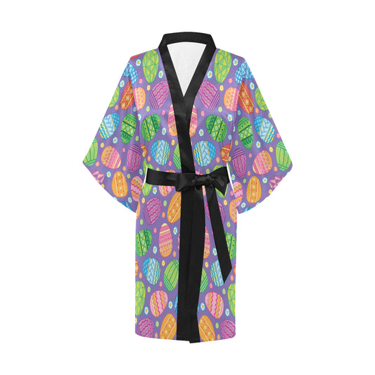 Easter Eggs Pattern Print Design RB010 Women's Short Kimono