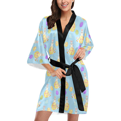Easter Eggs Pattern Print Design RB015 Women's Short Kimono