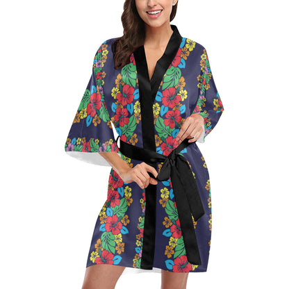 Hawaiian Themed Pattern Print Design H03 Women's Short Kimono