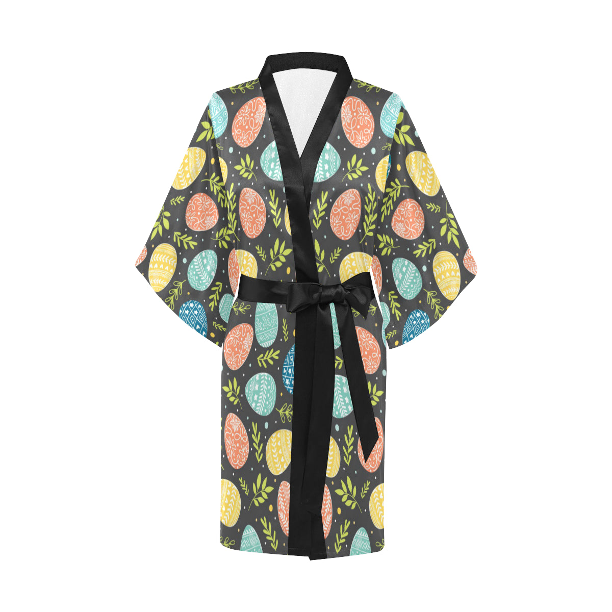 Easter Eggs Pattern Print Design RB01 Women's Short Kimono