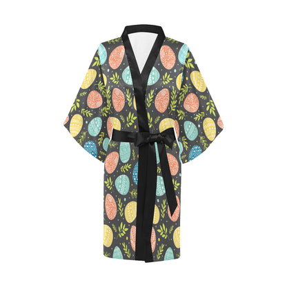 Easter Eggs Pattern Print Design RB01 Women's Short Kimono
