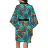Palm Tree Pattern Print Design PT01 Women's Short Kimono