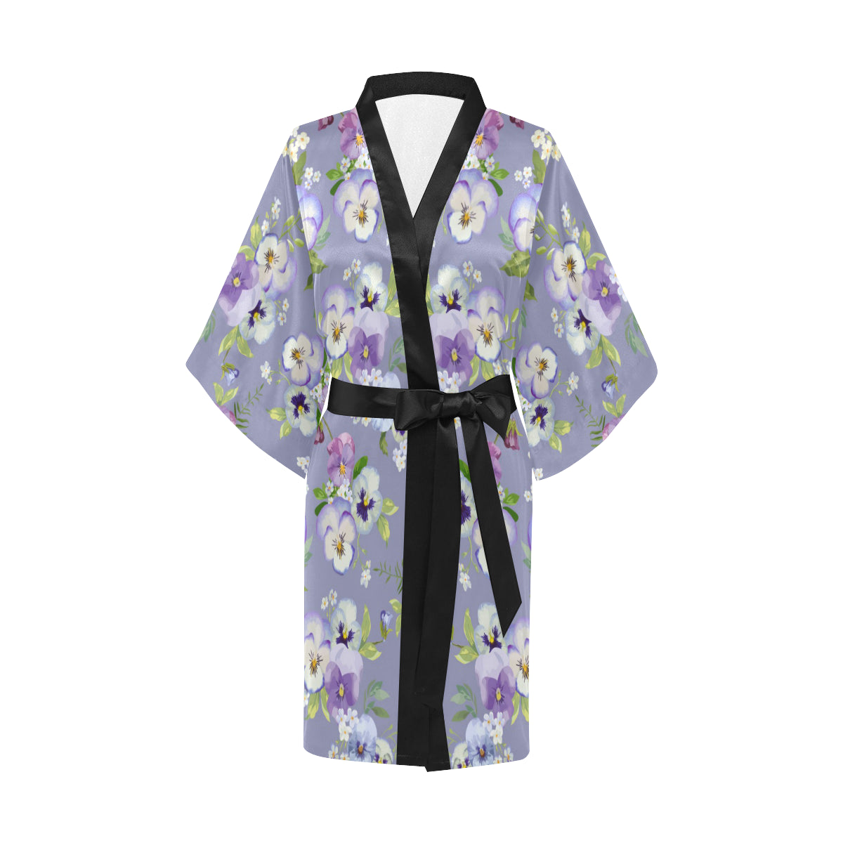 Pansy Pattern Print Design PS05 Women's Short Kimono