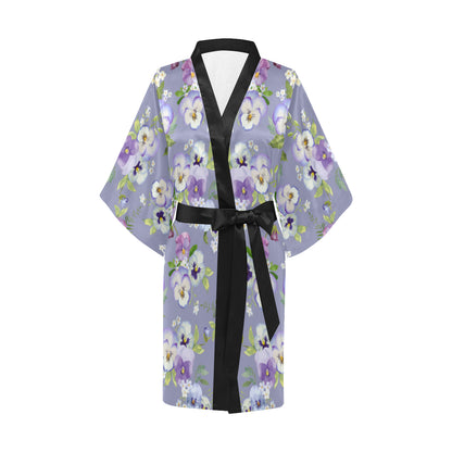 Pansy Pattern Print Design PS05 Women's Short Kimono