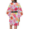 Hibiscus Pattern Print Design HB020 Women's Short Kimono