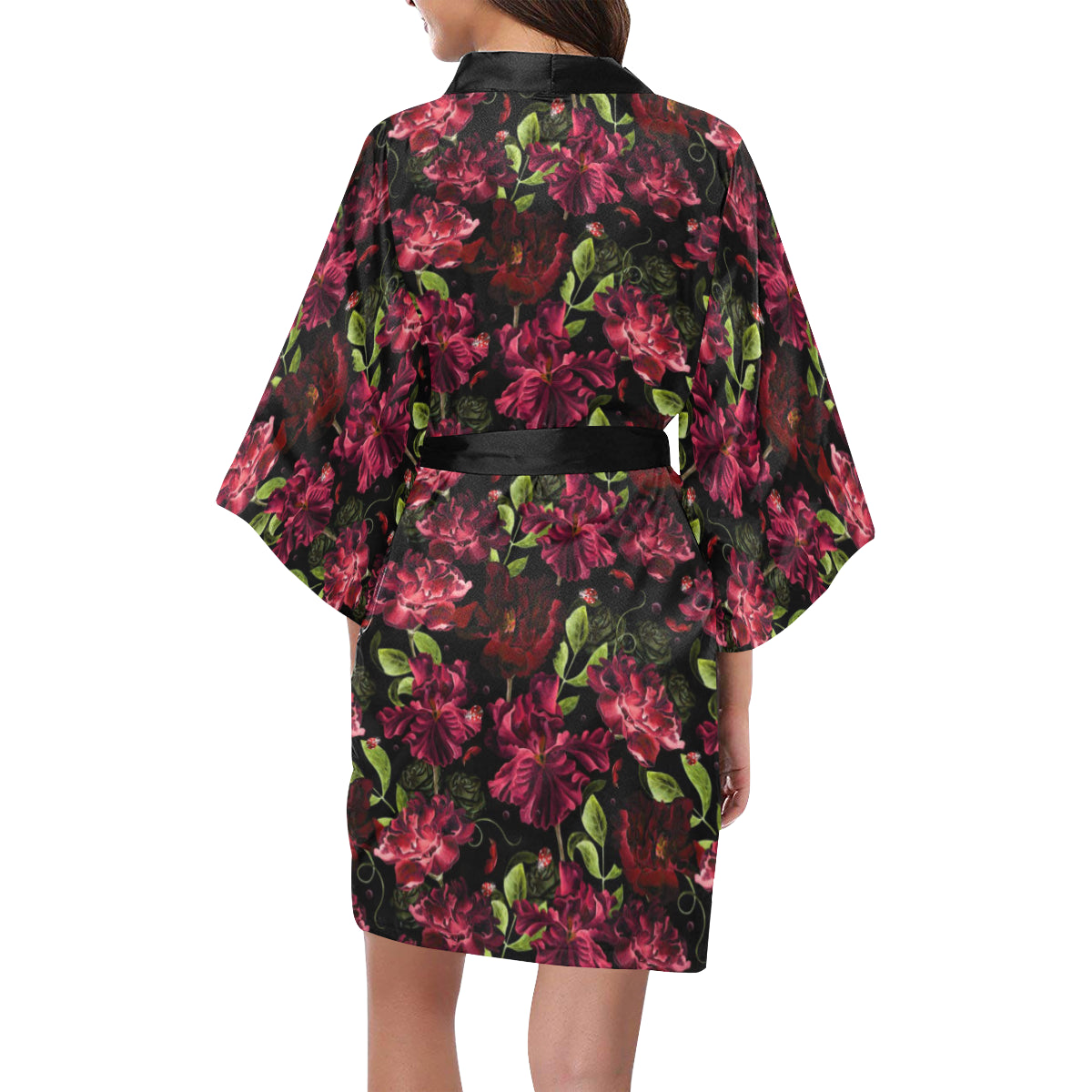Iris Pattern Print Design IR03 Women's Short Kimono