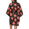 Red Hibiscus Pattern Print Design HB021 Women's Short Kimono