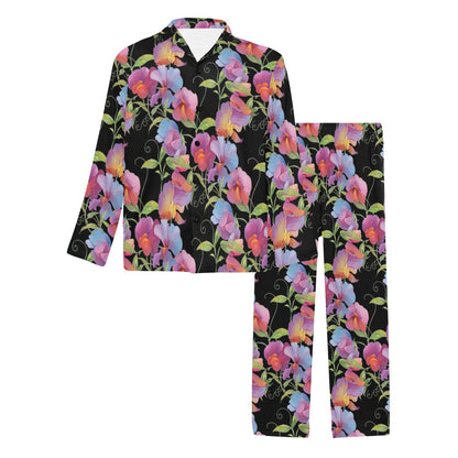 Peony Pattern Print Design PE012 Men's Long Sleeve Pajama Set