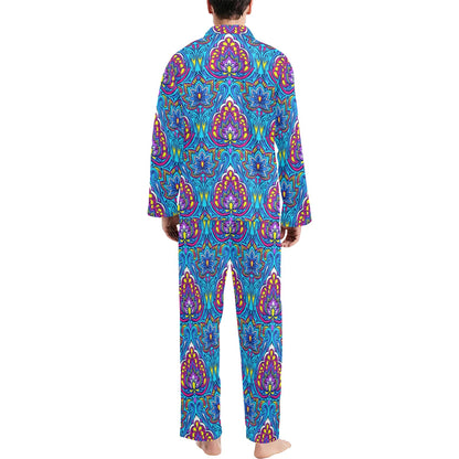 lotus Boho Pattern Print Design LO010 Men's Long Sleeve Pajama Set