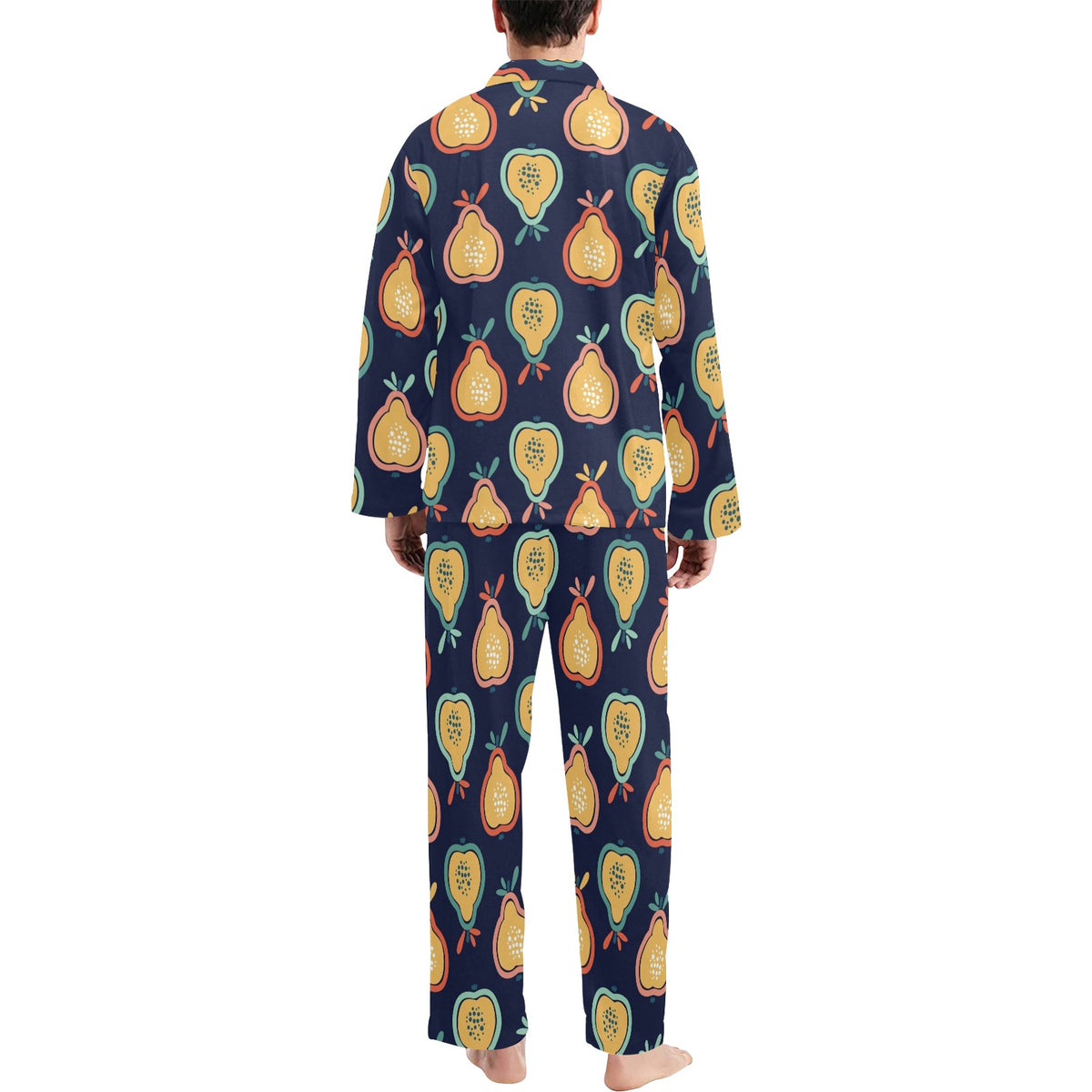 Pear Pattern Print Design PE03 Men's Long Sleeve Pajama Set