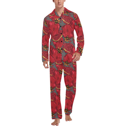 Pomegranate Pattern Print Design PG05 Men's Long Sleeve Pajama Set
