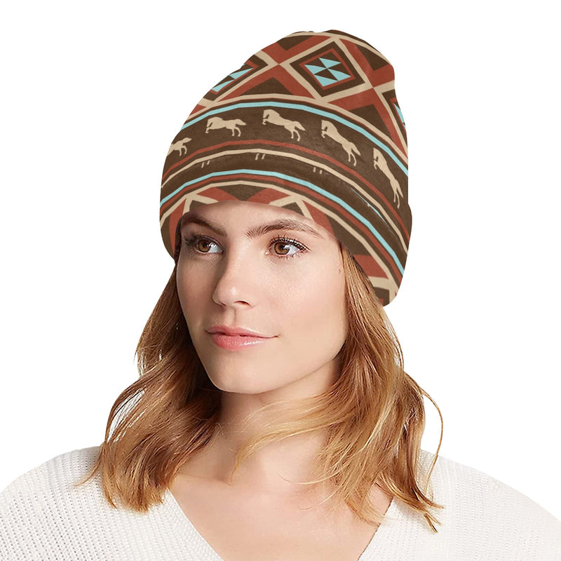 Western Horse Pattern Print LKS301 Unisex Beanie